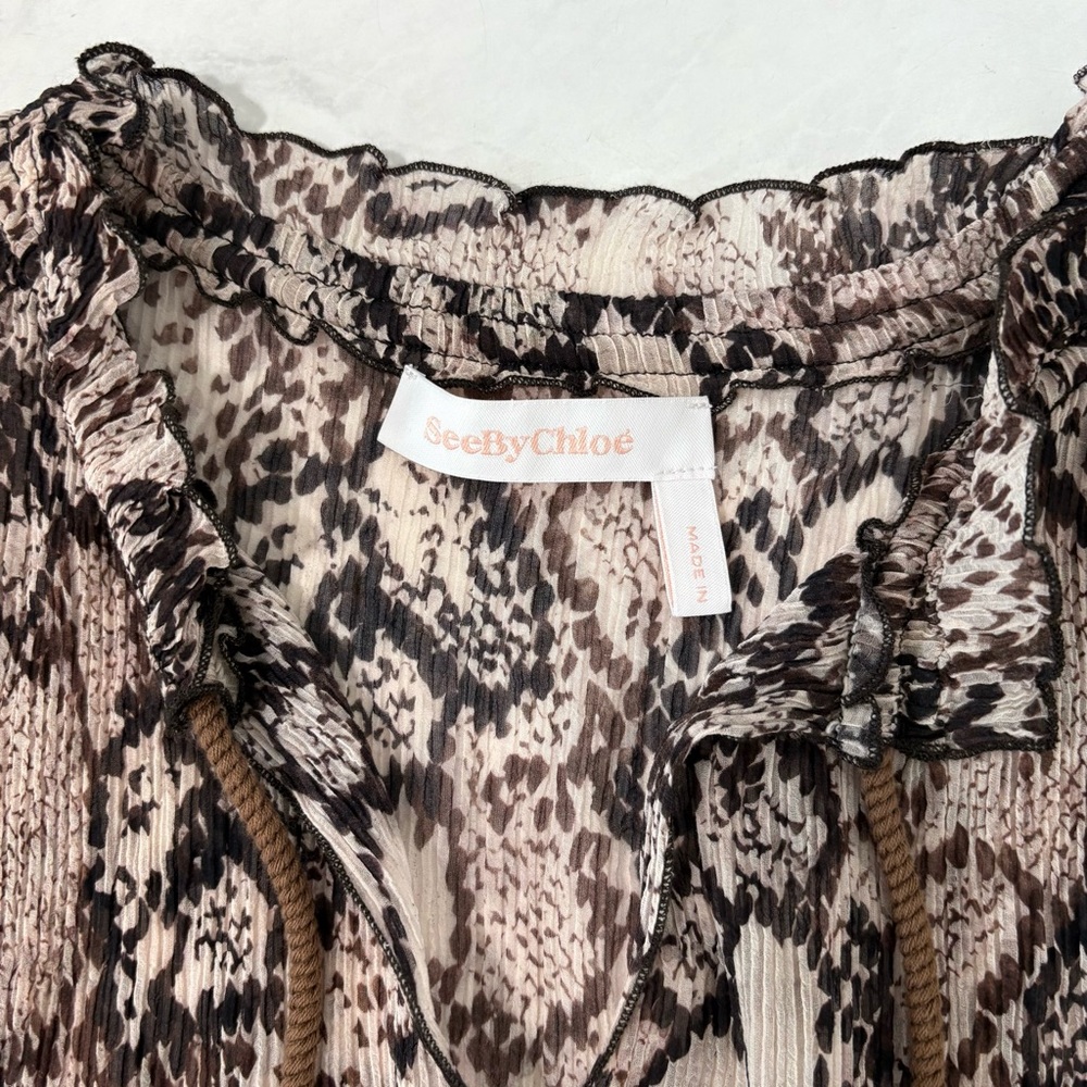 See By Chloe Python Snake Ruffle Sleeve Mini Dres… - image 5